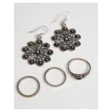 Sterling silver rings with white and yellow