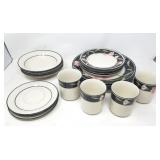 19pcs Black Satin China dinnerware set in its box