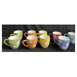 Set of nine Laurie Gates coffee mugs