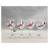 4 hand painted stemware