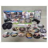 PS4 video games. Xbox 360 controller, PS