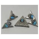 Silver & turquoise collar tips