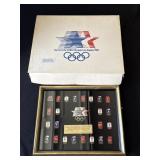 Framed 1984 Olympic pin collection