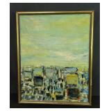 Mid century abstract oil painting on canvas
