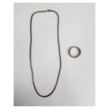 Sterling silver band (Mexico) and sterling chain