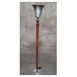Art Deco wood and aluminum torchiere floor lamp