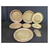 Group of vintage brass trays