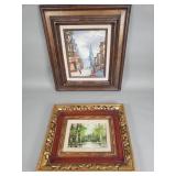 Pair of oil paintings canvas and board 1 signed