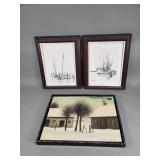 Bundle of signed prints on canvas