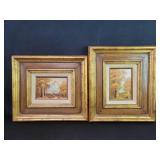 Pair of signed oil paintings on board