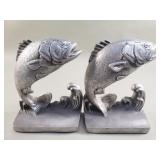 Bruce Fox signed cast aluminum leaping bass