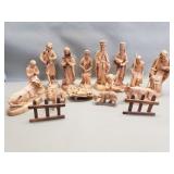 16pc Hand carved olive wood nativity set