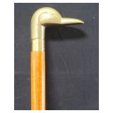 Vintage brass duck head handle cane