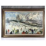 Signed mid-century modern oil on canvas