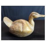 Vintage Japanese brass gilt cast iron duck