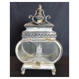 Metal and glass footed lantern