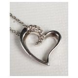 Gabriel Co. 925 and clear stone heart pendant
