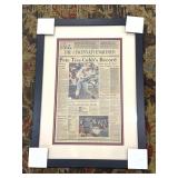 Framed Pete Rose signed newspaper