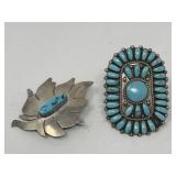 Vintage sterling silver turquoise cluster ring