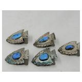 Group of five sterling silver with turquoise