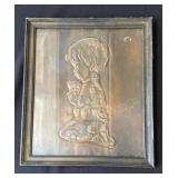 Framed vintage 3D copper relief design