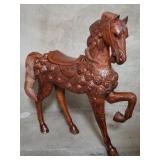 Hand carved wood horse statue