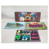 Four vintage slot machine glass panels