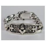 King Baby sterling silver "Crowned Heart" curb