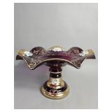 Vintage Bohemia crystal handpainted compote