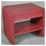 Post Modern-style vinyl and wood nightstand on