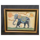 Indian folk art style painting on fabric
