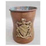 Antique copper tankard with brass handle and