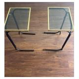 Vintage mid century brass top glass side