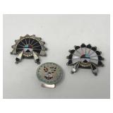 Pair of vintage Native American silver bolo tie