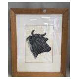 Signed mixed media drawing