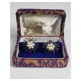 950 silver and pearl screw back earrings