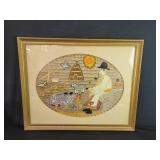 Vintage framed embroidery wall decoration