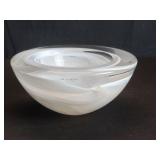 Kosta Boda (Sweden) swirled white atoll glass bowl