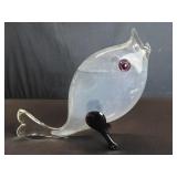 Hand blown art glass fish shape vase