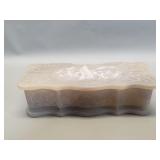 Vintage Incolay stone hinged trinket box with