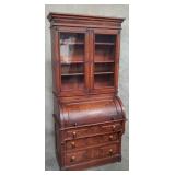Antique 2-piece burl wood and mahogany secretary