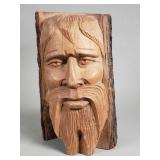 Vintage carved wood face sculpture