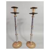 Brass and chrome candlesticks