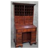 Antique mahogany secretary desk with key