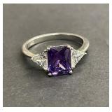 Vintage sterling and amethyst ring