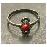 Vintage sterling and coral ring