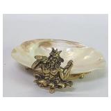 Vintage polished shell soap dish with gilt metal
