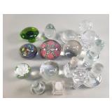 Glass and crystal stoppers and paperweights