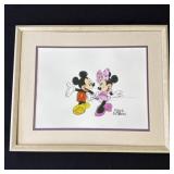Framed Floyd Norman signed Mickey & Minnie print
