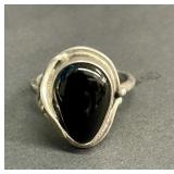 Vintage sterling and black onyx ring